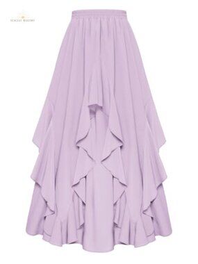 Women's Renaissance Maxi Skirt Ruffled Flowy A-Line Long Skirt